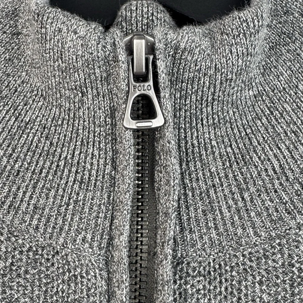 Polo Ralph Lauren Quarter Zip Sweater Mens M Gray Pima Cotton Knit Pony Logo